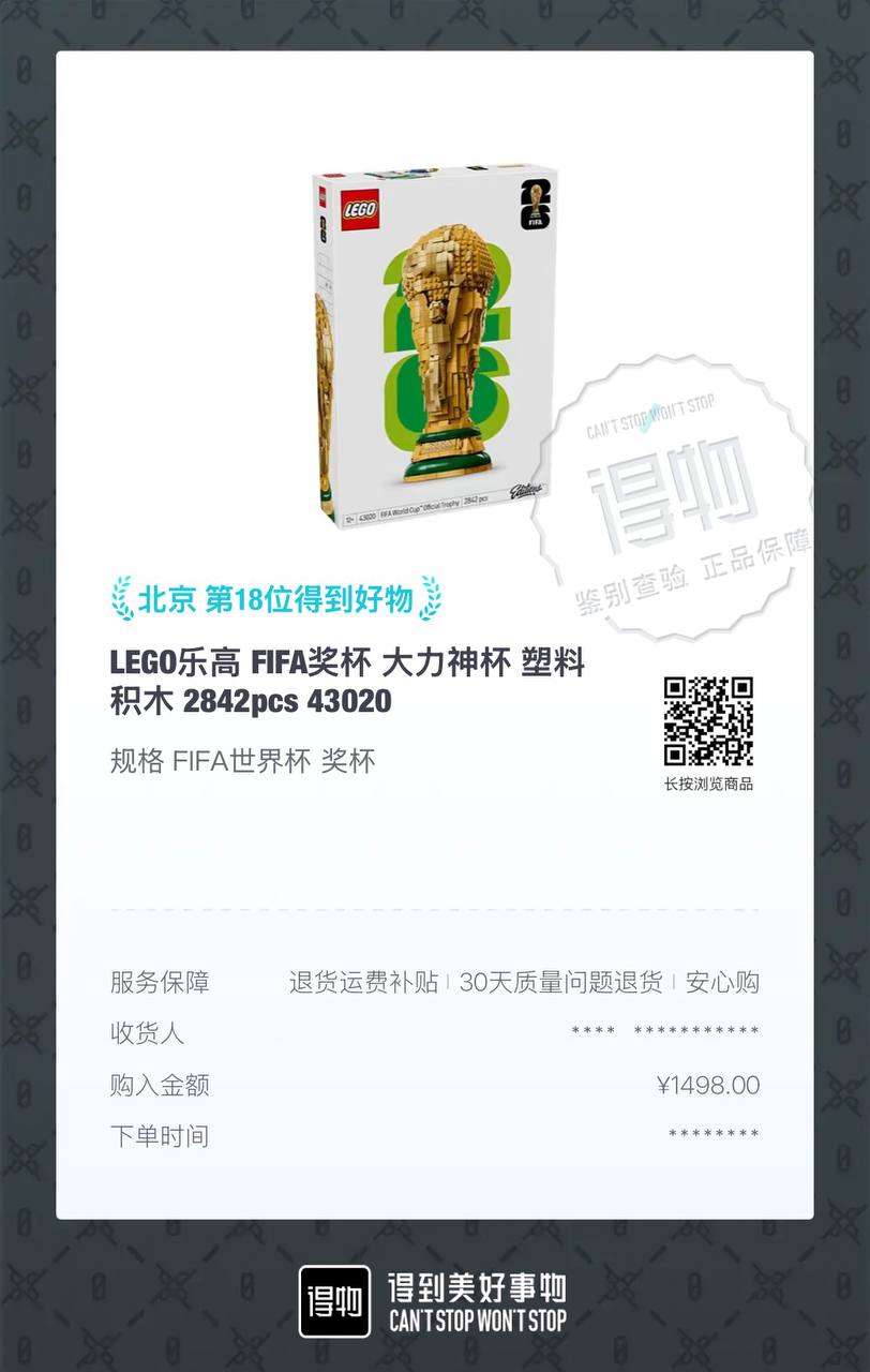 LEGO FIFA World Cup Trophy 2842pcs 43020